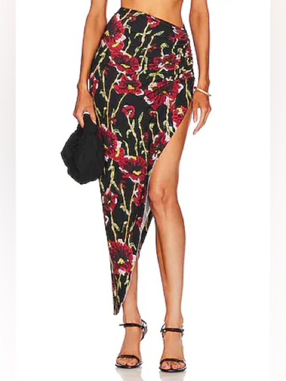 (New) Norma Kamali Floral Off-Shoulder Top and Side Slit Skirt Set - Picture 2 of 8